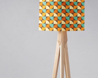Orange Retro Lampshade, Handmade 70s Lamp Shades, Brown and Orange Light Shade for Ceiling, Table Lamp or Floor Lamp, Retro Brown Home