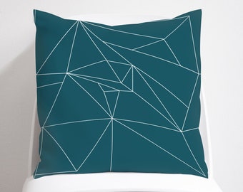 Teal cushions, Teal home decor, Blue cushions, Geometric cushion, Teal throw pillows, Teal bedroom decor, Blue pillows, Blue home decor