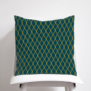 Teal cushions, Blue cushion covers, Teal throw pillow, Dark teal home decor, Geometric cushions, Blue home accessories, Sofa cushions
