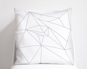 Grey cushion, Geometric cushion, White cushion, Throw pillow, Floor cushion, Statement cushion, Modern pillows, Grey and white home decor