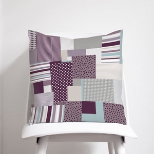 Memphis pillow cover, Memphis decor, Memphis style, Purple cushions, Gift for home, Decorative pillows, Memphis cushion, Geometric pillow