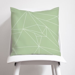 Sage Green Geometric Cushion, Minimalist Modern Cushion Cover, Abstract Line Accent Pillow for Sofa, Bed or Chair, Light Green Throw Pillow