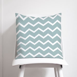 Duck Egg Blue Chevron Cushion Cover, Duck Egg Chevron Pillow Cover, Blue home accessories, 18 Inch or 45cm Light Blue Pillow & Insert