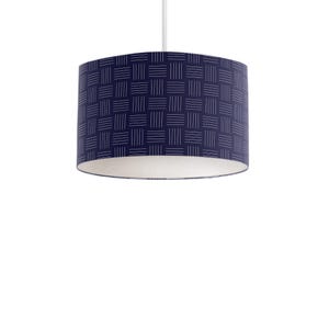 Dark Blue and White Geometric Lines Lampshade for Table Lamp, Ceiling Light Shade or Floor Lamp, 20cm, 30cm or 40cm Retro Lamp Shade
