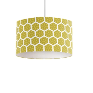 Yellow and White Contemporary Geometric Lampshade for Ceiling Light Shade, Table Lamp or Floor Lamp, 20cm, 30cm, 40cm Drum Lampshade