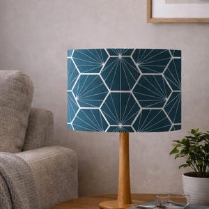 Pantalla de lámpara azul pavo real, decoración del hogar azul, pantalla de lámpara hexagonal geométrica, pantalla de lámpara de pie azul, lámparas de noche azules, pantalla de lámpara colgante
