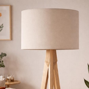 Effen neutrale trommel lampenkap | Beige stoffen lampenkap voor tafellamp, vloerlamp of plafondlamp