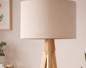 Plain Neutral Drum Lampshade | Beige Fabric Light Shade for Table Lamp, Floor Lamp or Ceiling Light