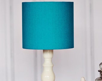 Pantalla de tambor turquesa, pantalla de tambor de algodón turquesa, pantalla de lámpara de mesa, pantallas de lámpara de pie, accesorios para el hogar turquesa