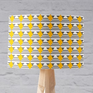 Grey lampshade, Grey and yellow lampshade, Grey yellow geometric, Grey and yellow nursery, Grey home decor, Art deco inspired, Art deco home