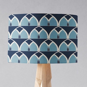 Navy Blue and White Modern Geometric Lampshade for Table Lamp, Ceiling Light Shade or Floor Lamp