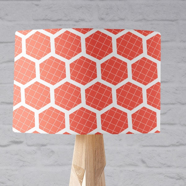 Orange home decor, Orange lampshade, Orange light shade, Hexagons, Contemporary decor, Modern lampshades, Lampshade, Orange and white lamps