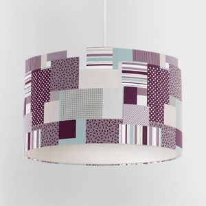 Purple Geometric Lampshade for Ceiling Light Shade, Table Lamp or Floor Lamp, Purple Memphis Design Patterned Lamp Shade