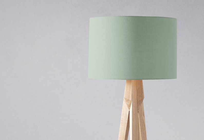 Abat-jour uni vert sauge pour une lampe de table, un lampadaire ou un abat-jour de plafond image 1