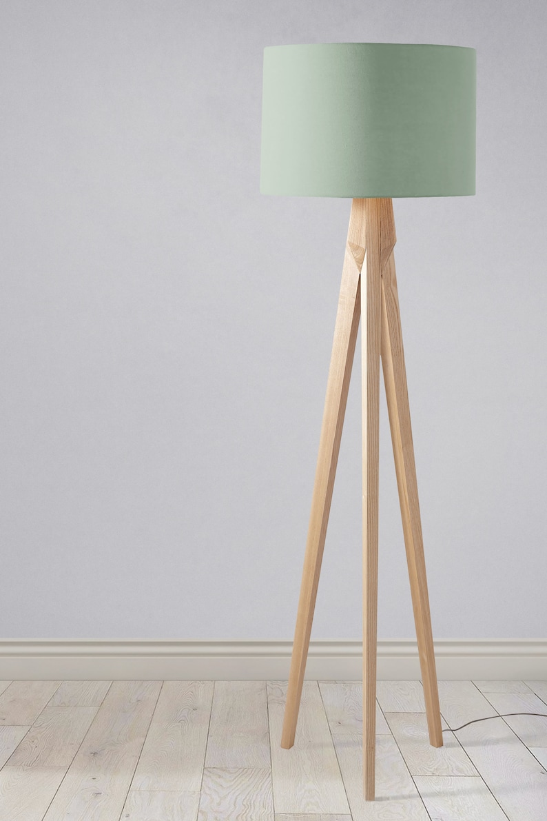 Abat-jour uni vert sauge pour une lampe de table, un lampadaire ou un abat-jour de plafond image 2
