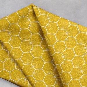 Lemon Yellow Geometric Fabric, Fabric by the Metre, Yellow Fabric, Home Decor Fabric, Upholstery Fabric, Geometric Cotton Fabric