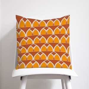 Orange and Yellow Retro Geometric 70&#39;s Cushions, 45cm Sofa Throw Pillow