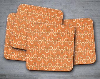 Orange with a White Circles Retro Design Coaster, patterned table decor drinks mat