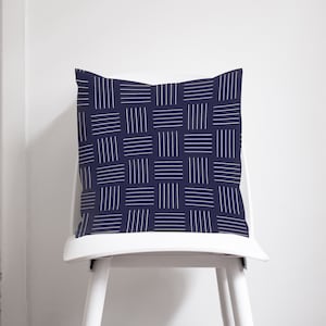 Navy Blue and White Geometric Cushions, Throw Pillow