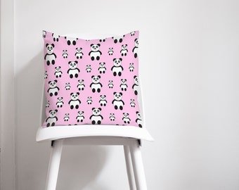 Pink Cushion with a Panda Design, Throw Pillow