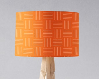 Orange and White Geometric Lines Lampshade for Table Lamp, Ceiling Light Shade or Floor Lamp, 20cm, 30cm or 40cm Geometric Lamp Shade