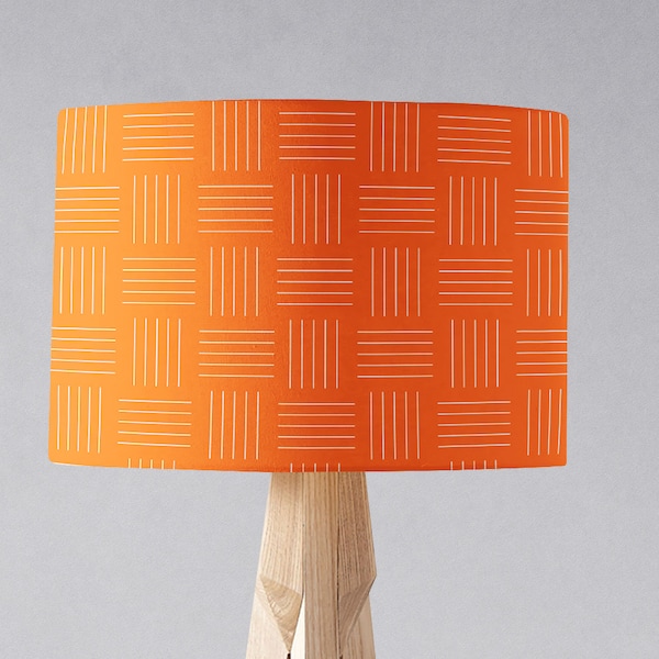 Orange and White Geometric Lines Lampshade for Table Lamp, Ceiling Light Shade or Floor Lamp, 20cm, 30cm or 40cm Geometric Lamp Shade