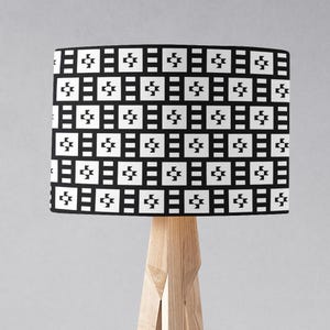 Black and White Geometric Victorian Tiles Design Lampshade, Ceiling Light, Table Lamp Shade