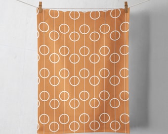 Oranje en witte cirkels Retro Design Theedoeken, Schotel handdoek