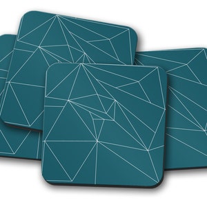 Sous-verres de sarcelle, montagnes russes bleues, sous-verres modernes, décor de table, cadeau de housewarming, décor à la maison de Sarcelle, décor de salle de salon de Sarcelle, salle à manger
