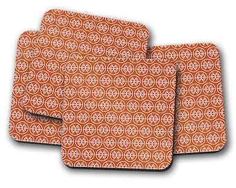 Orange and White Geometric Semi-Circle Design Coaster, Drinks Mat, Table Mat