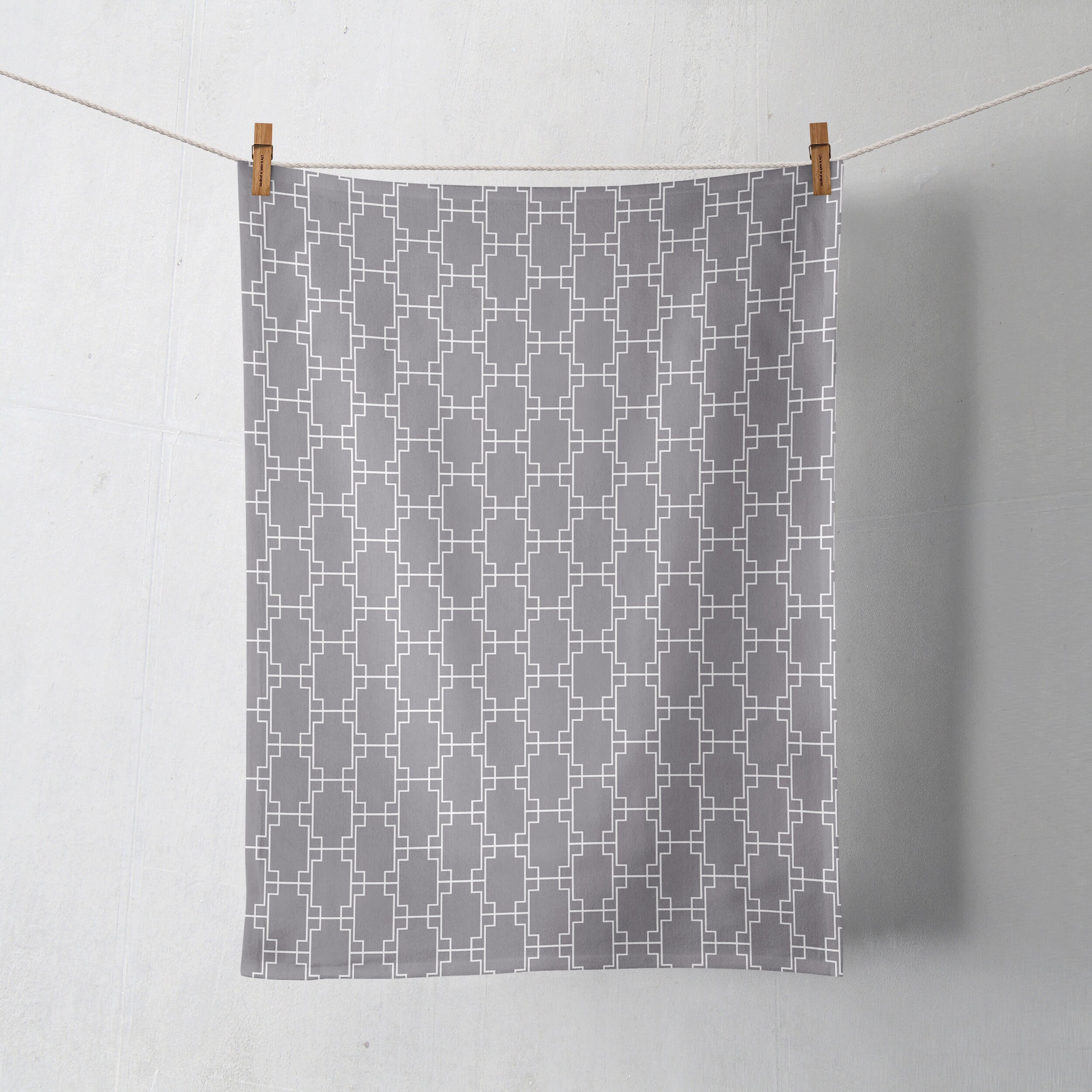 Grey Tea Towel Geometric Tea Towel Grey Kitchen Decor Etsy