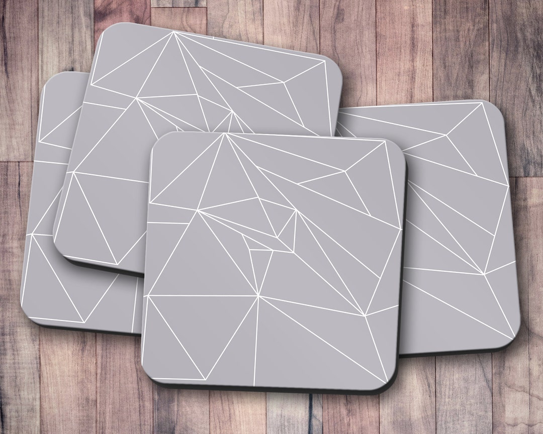 Grey Coasters, Grey Geometric Coasters, Modern Coasters, Table Decor