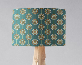 Teal Retro Circles Design Lampshade, Ceiling or Table Lamp Shade