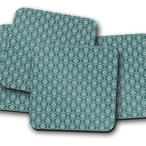 Noix géométriques sarcelles et blanches Design Coasters, Tapis de boissons, Tapis de table