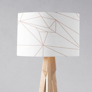 White with Rose Gold Lines Geometric Design Lampshade, Table Lamp or Ceiling Lamp Shade image 1