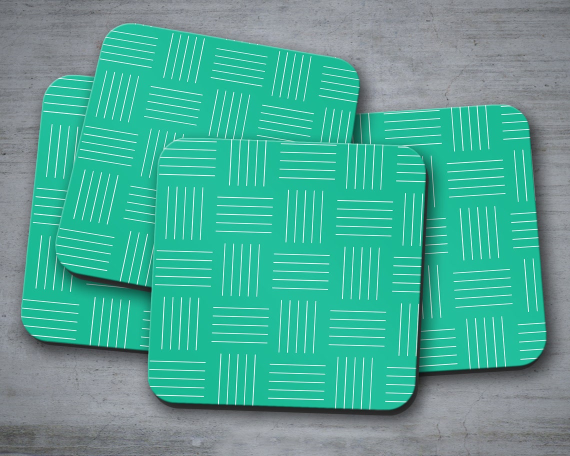 Green Geometric Coasters Green Coaster Modern Coasters Etsy Denmark