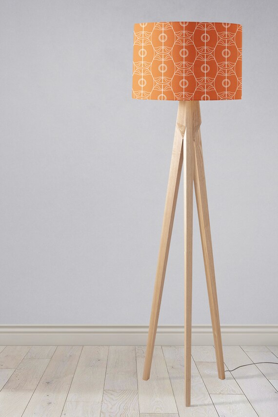 Orange With White Art Nouveau Design Lampshade Ceiling or Table