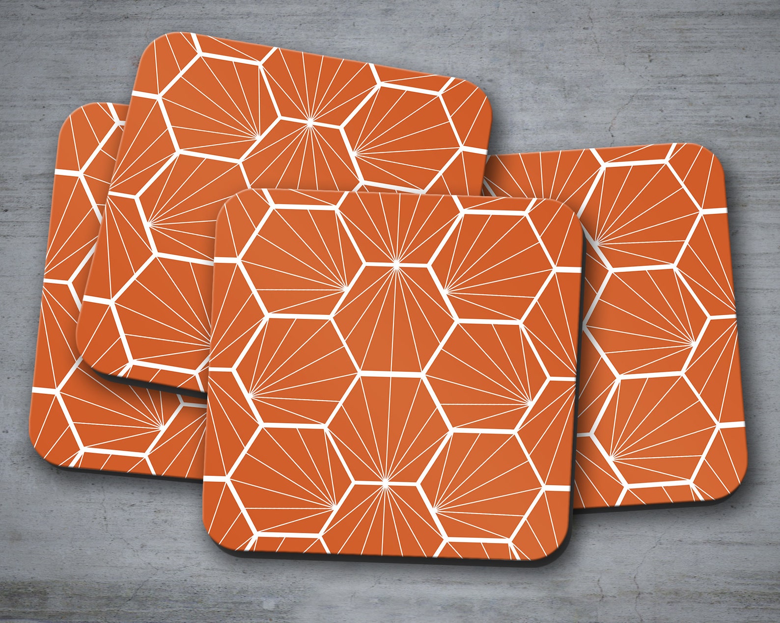 Orange Coasters Geometric Coasters Retro Coasters Table Etsy UK