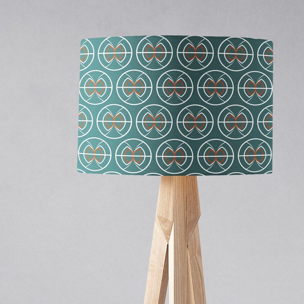 Teal Geometric Semi-Circles Design Lampshade, Ceiling or Table Lamp Shade