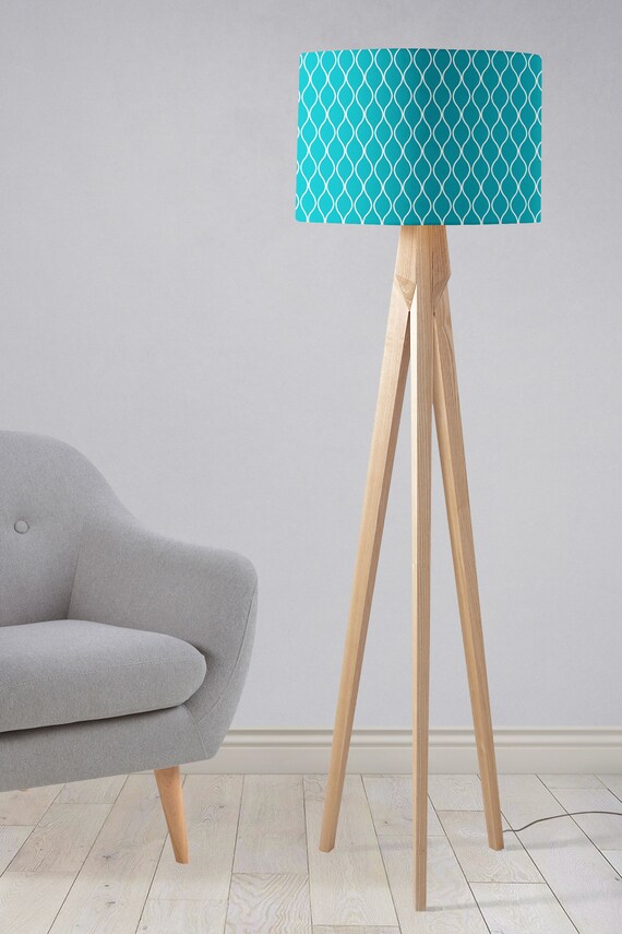 Turquoise Lamp Shade Table Home Accent Pieces Blue Living Room Decor Summer House