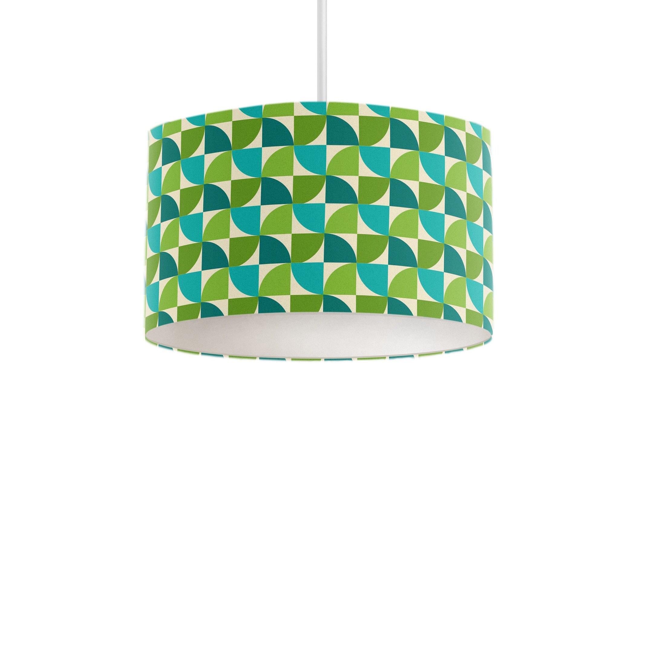Green Retro Lampshade, Handmade 70s Lamp Shades, Green and Blue Light Shade for Ceiling, Table Lamp or Floor Lamp, Retro Green Home Decor