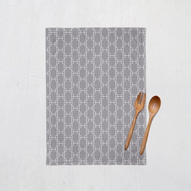 Grey Tea Towel Geometric Tea Towel Grey Kitchen Decor Etsy