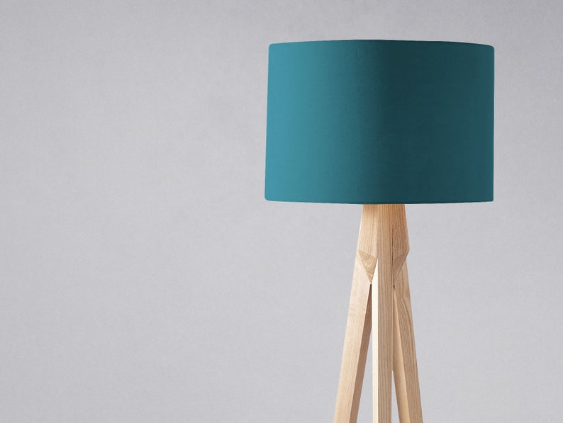 Plain Teal 100% Cotton Drum Lampshade Ceiling Pendant Lamp Light Shade Blue Table Lampshade Floor Lamp 20cm 25cm 30cm 35cm 40cm image 3