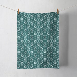 Teal und Weiß Geometrisches Design Geschirrtuch, Geschirrtuch, Küchenhandtuch