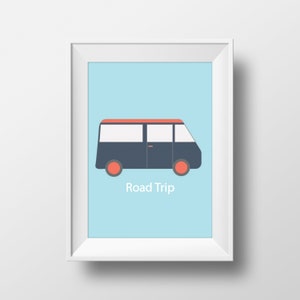 Blue Road Trip Poster Camper Van Print Kids Bedroom Prints - Etsy UK
