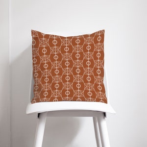 Brown and White Art Nouveau Design Cushion, Throw Pillow