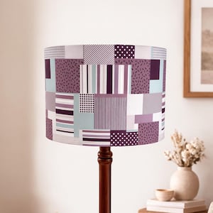 Trommel-Lampenschirm im Memphis-Stil | Geometrischer Patchwork-Lampenschirm für Tisch-Boden- oder Deckenlampe