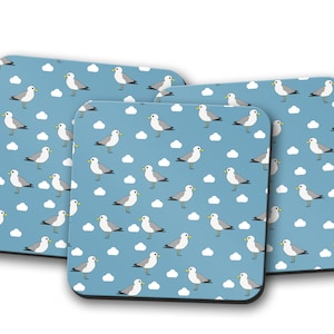 Blue Seagulls Coasters - Set of 4 Coasters or Single Coaster