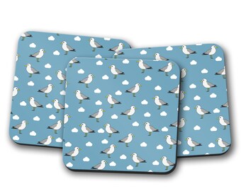 Blue Seagulls Coasters - Set of 4 Coasters or Single Coaster