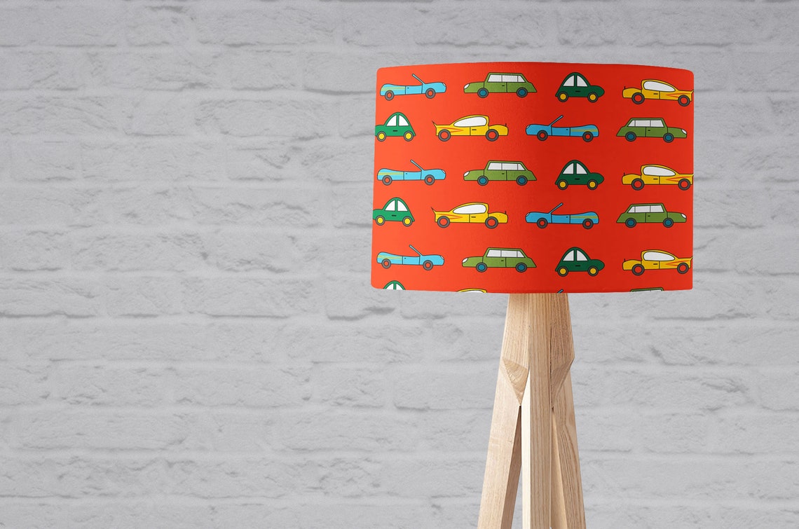 Cars Lamp Shade Red Nursery Decor Boys Lampshade Cars Etsy